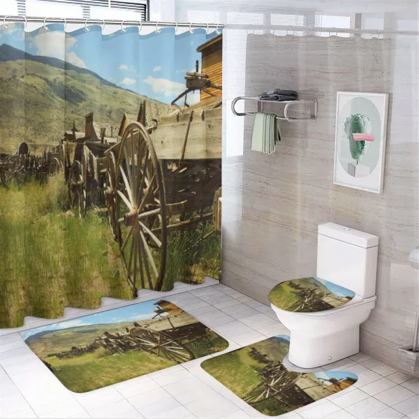 Old Carriages on a shower curtain