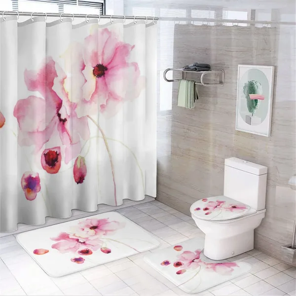 Pink Flower Petals on a shower curtain