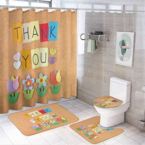 Posts Thank You Letters on a shower curtain