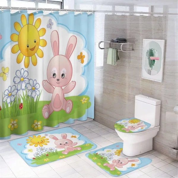 Rabbit in Garden on a shower curtain