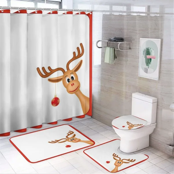 Reindeer Xmas Theme on a shower curtain