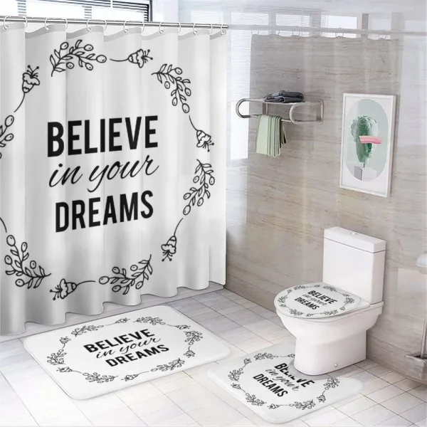 Words Hand Drawn Laurel Frame on a shower curtain