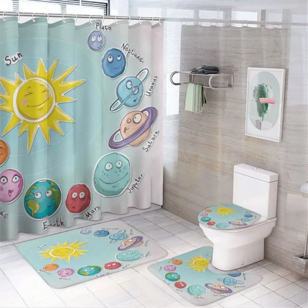 Cartoon Sun Planets on a shower curtain
