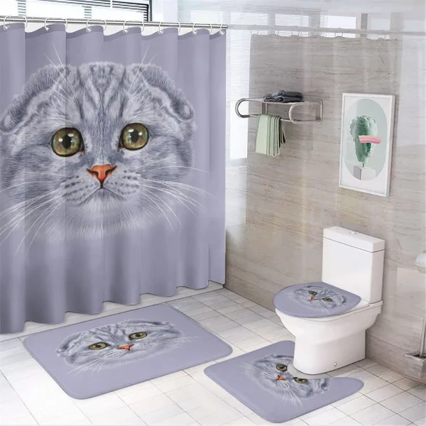 Cat with Green Eyes on a shower curtain