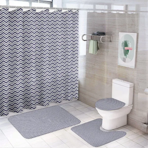 Chevron Dashed Lines on a shower curtain