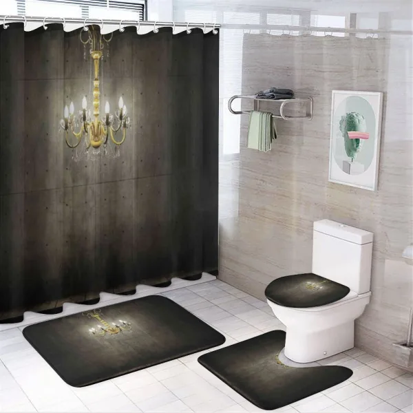 Classic Dark Chandelier on a shower curtain