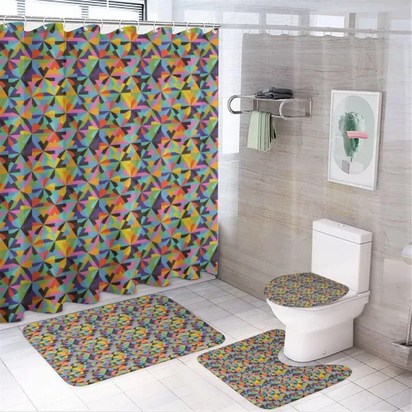 Colorful Triangle Shapes on a shower curtain