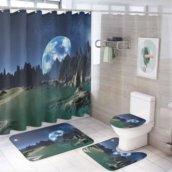 Earth from Alien Shores on a shower curtain
