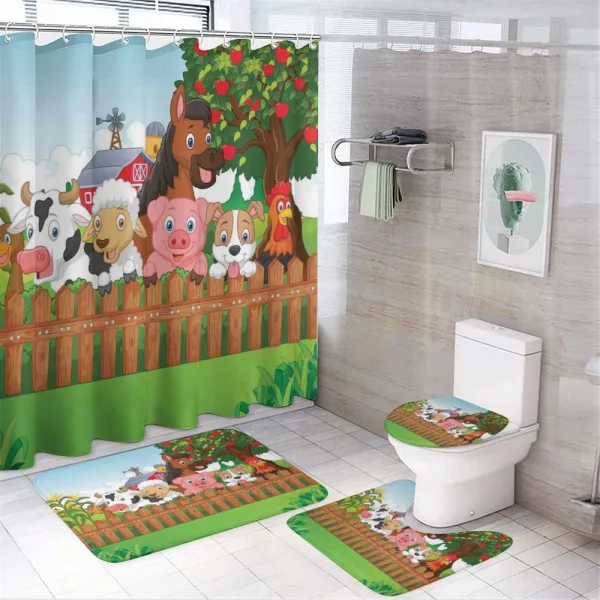 Farm Animals Mascots on a shower curtain
