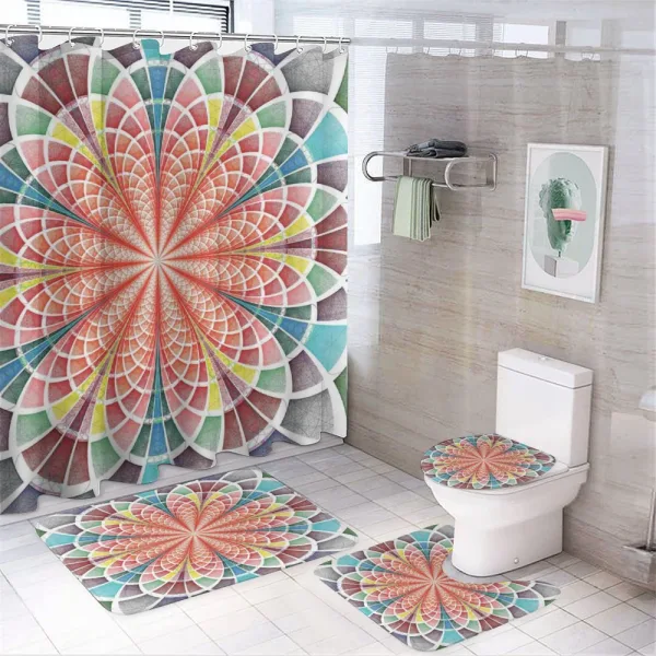 Geometric Blossom on a shower curtain