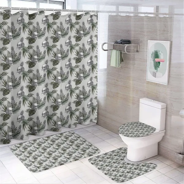 Gothic Item on Tropic Leaves on a shower curtain
