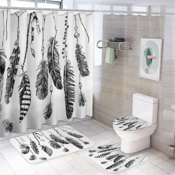 Hand Drawn Feather on a shower curtain