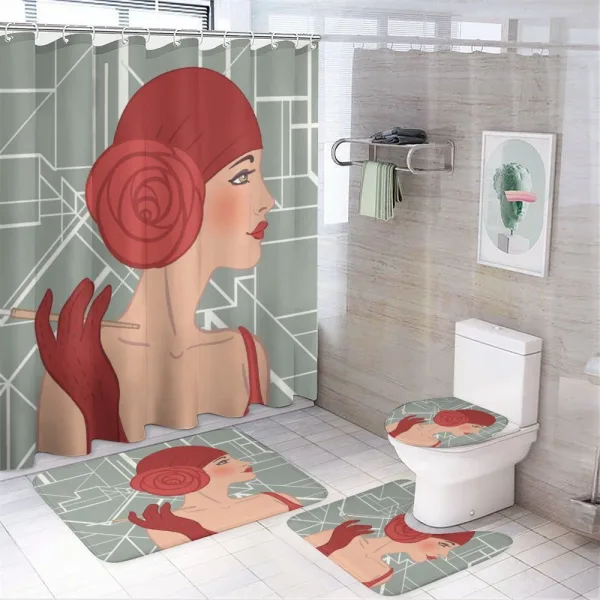 Lady with Bandana on a shower curtain