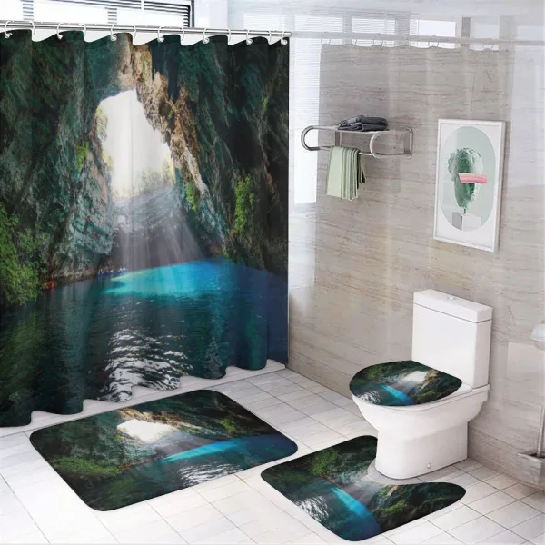 Melissani Lake Kefalonia on a shower curtain