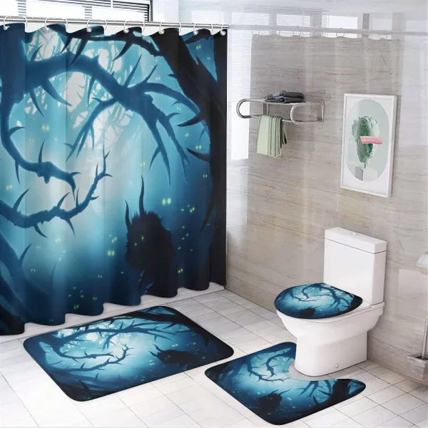 Night Forest Halloween on a shower curtain