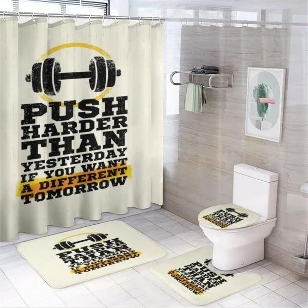 Push Harder Phrase on a shower curtain