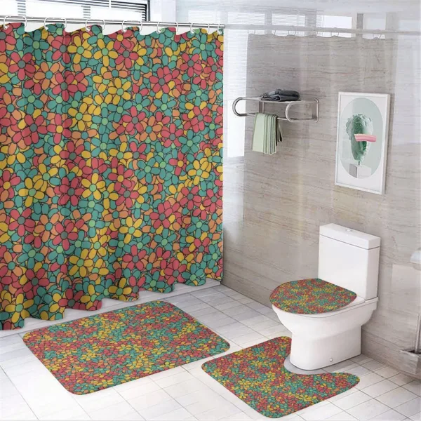 Retro Colored Doodle on a shower curtain