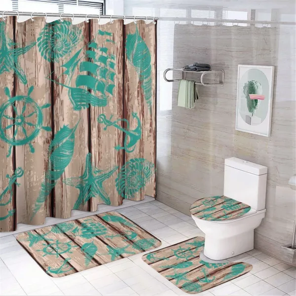 Shell Helm and Ship on a shower curtain