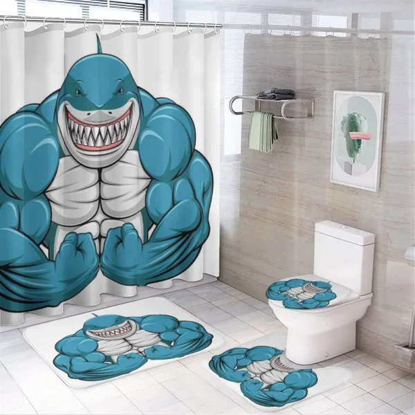 Toothy White Shark Smiling on a shower curtain