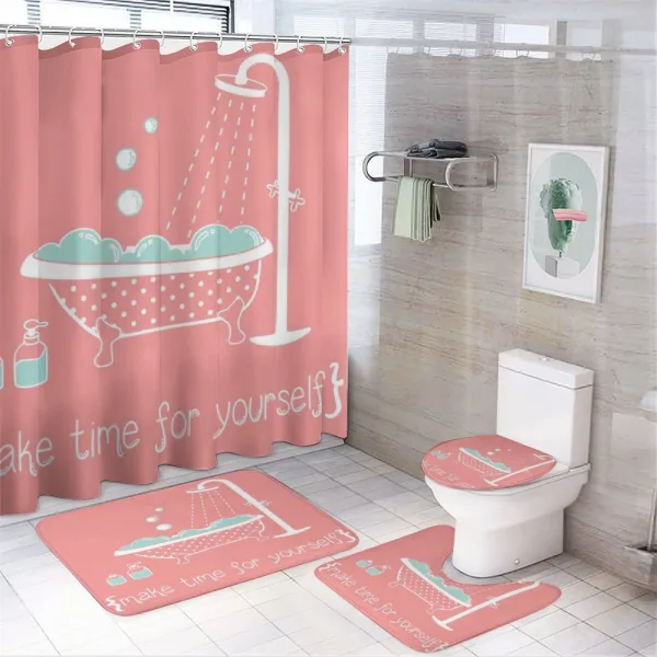 Tub with Inspirational Saying on a shower curtain
