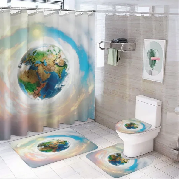 Vibrant Planet Continents on a shower curtain