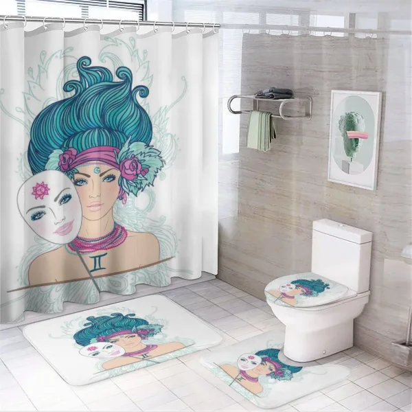 Young Lady Mask on a shower curtain