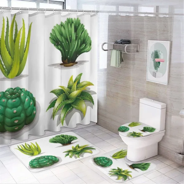 Aloe Vera Plants Cacti on a shower curtain