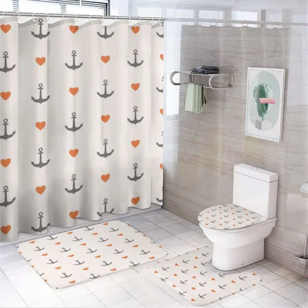 Anchors and Hearts on a shower curtain