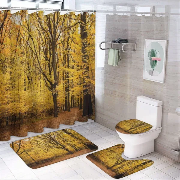 Autumn in Nature Theme on a shower curtain