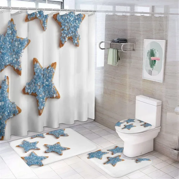 Baked Biscuits in Star Shape on a shower curtain