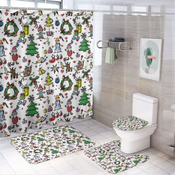 Christmas Cartoon on a shower curtain