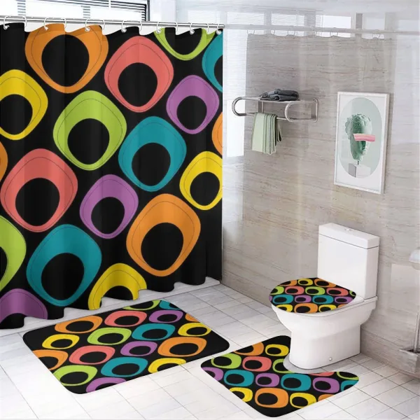 Colorful Oval Motifs on a shower curtain