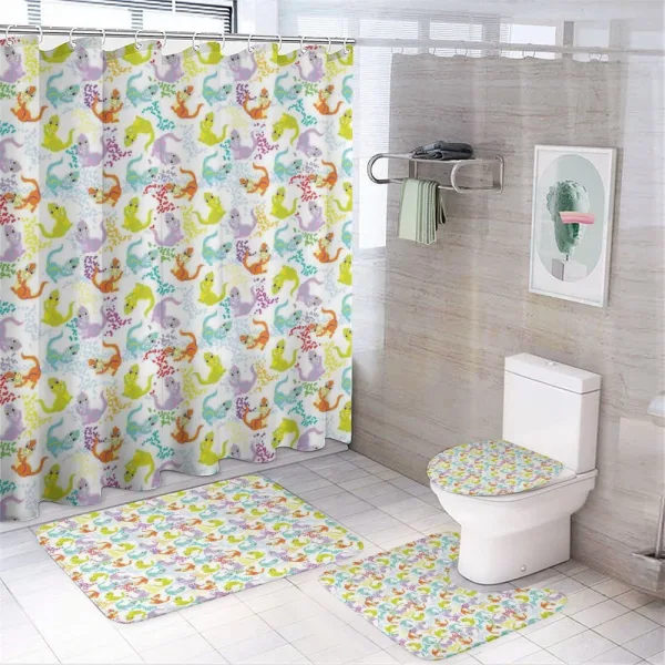 Friendly Cartoon Dragons on a shower curtain