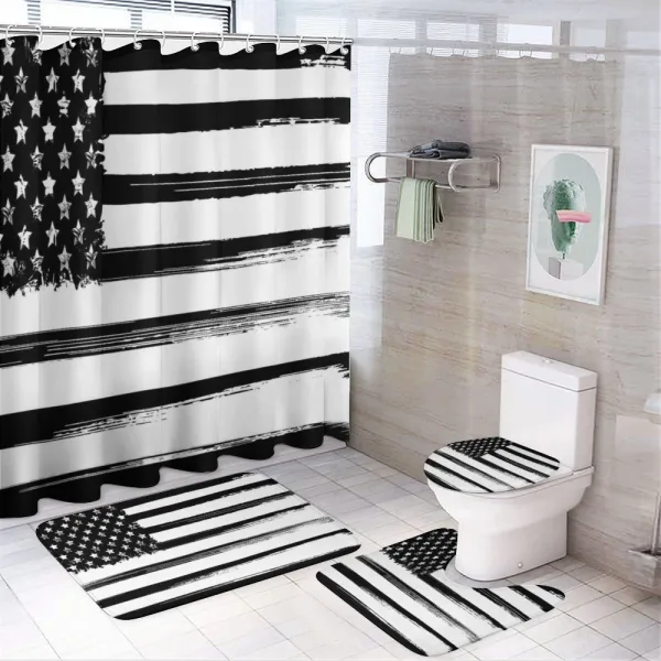 Grunge Monochrome USA Flag on a shower curtain
