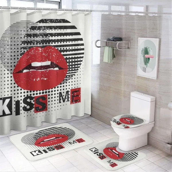 Halftone Circles Motif on a shower curtain