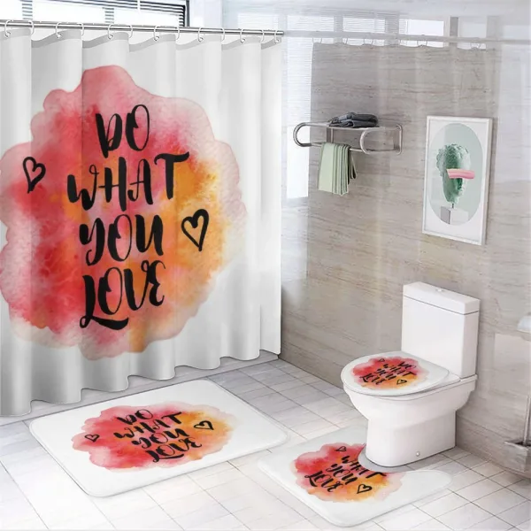 Hearts with Grunge Message on a shower curtain