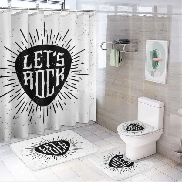 Lets Rock Words on a shower curtain