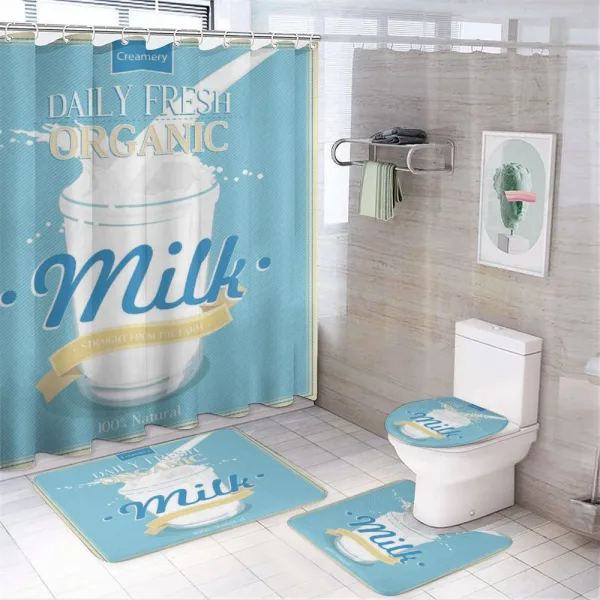 Splashing Milk Jar on a shower curtain