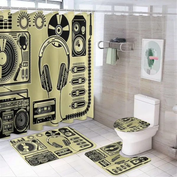 Turntable Headphones on a shower curtain