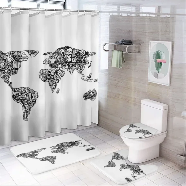World Map Charm on a shower curtain