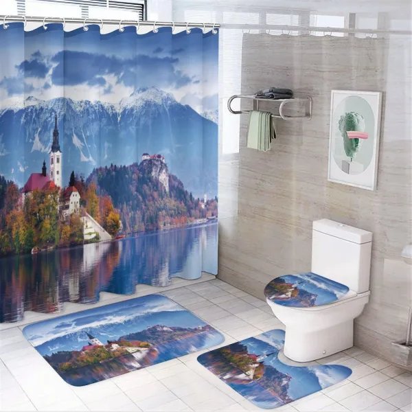 Bled Slovenia Lake on a shower curtain