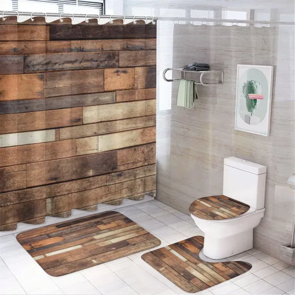 Brown Rustic Floor Look on a shower curtain
