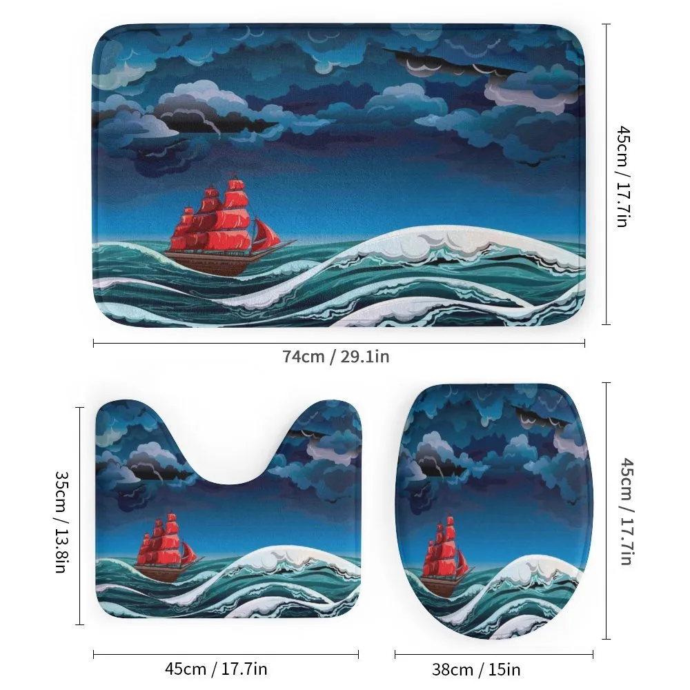 Cartoon Ship on Waves — Detail 1