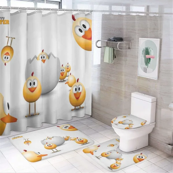 Chicks Funny Cartoon on a shower curtain