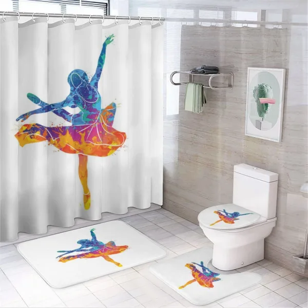 Colorful Ballerina Girl Pose on a shower curtain