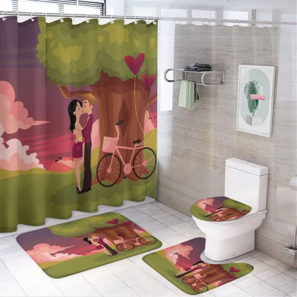 Couple Date Doodle on a shower curtain