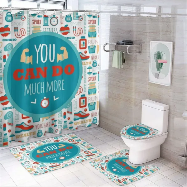 Encouraging Gym Phrase on a shower curtain