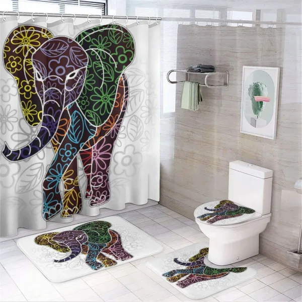 Floral Tribal Shapes on a shower curtain
