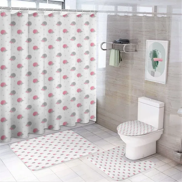 Fluffy Pinkish Hedgehog on a shower curtain