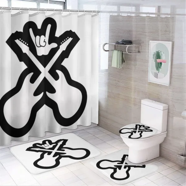Guitars Hand Sign on a shower curtain